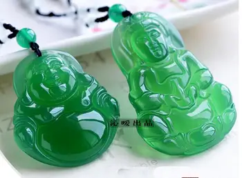 

Natural ice species Yang Green jade pith small Buddha pendant necklace Kwan-Yin Agate Crystal Pendant