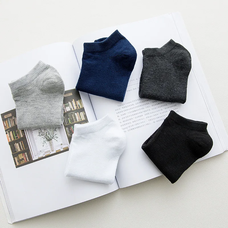 

mens short boat socks high quality spring and summer polyester cotton breathable Invisible casual solid color ankle socks men