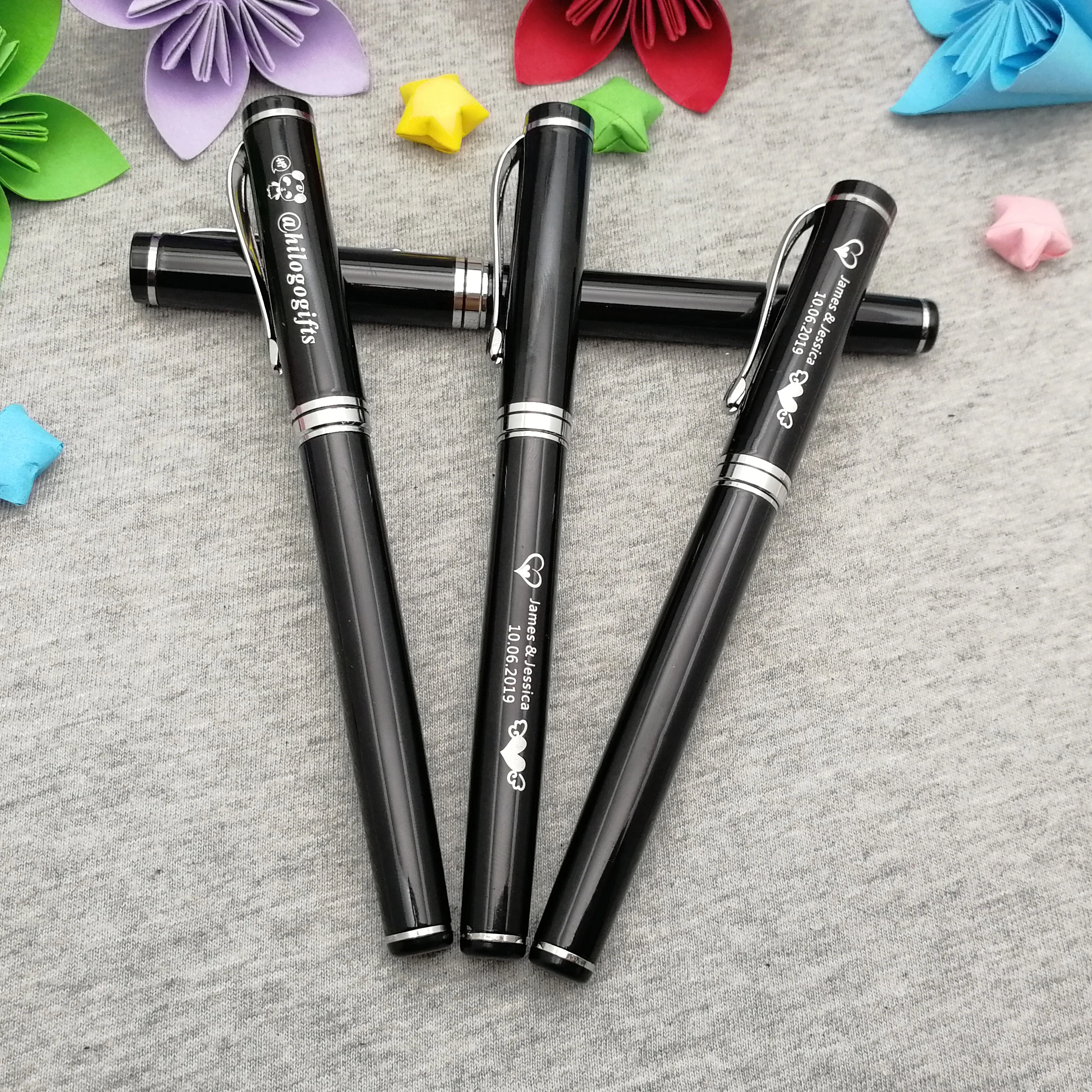 

Personalized company Anniversary souvenirs 30pcs silver roller ball pen custom free with any logo text best gift for staff