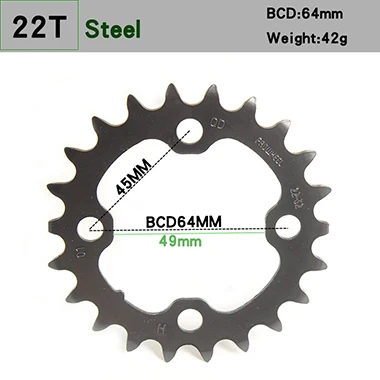 Передняя Звездочка шатун для горного велосипеда 22T 24T 32T 42T 44T для езды на велосипеде из стали - Цвет: 22T Steel
