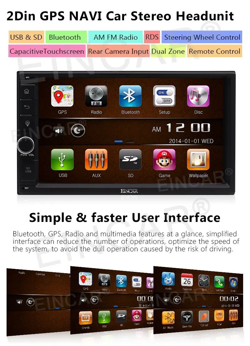 Sale Windows 6.0 7 Inch 2 Din Car Stereo GPS Navigation with map card Autoradio with Touch Screen Car Radio Audio Remote Control Blue 1