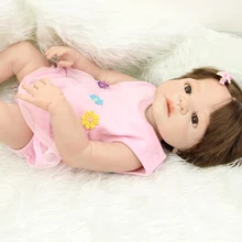 23 Inch Realistic Full Body Silicone Vinyl Newborn Princess Baby Girl Collectible Reborn Dolls Kids Birthday