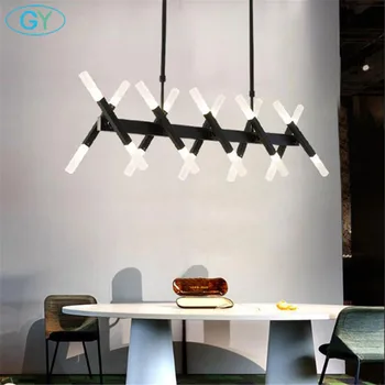

Designer pendant light, luxury restaurant post-modern long table lamp, gold black white Nordic style dining room hanging lamp