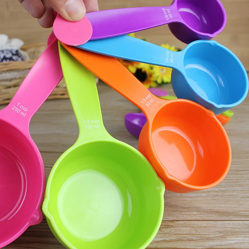 

5Pc/Lot Practical Measuring Spoons Creative Cute Colorful Plastic Kitchen Cake Baking Multifunctional Measuring Tools 30-250ML