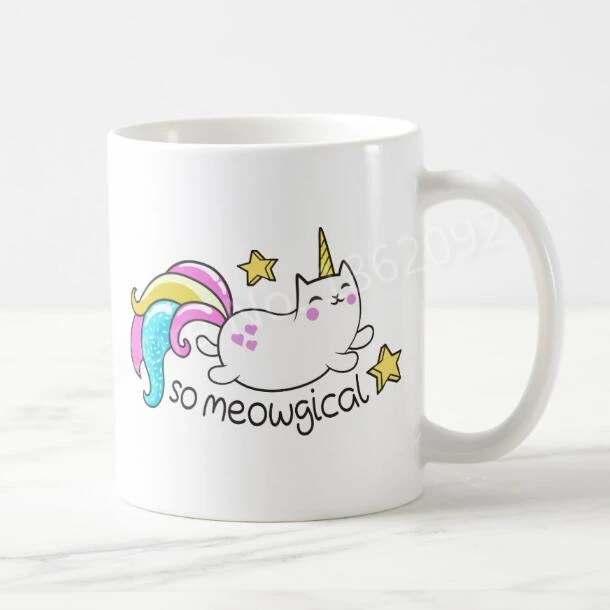 Каваи кошка Единорог кофе молочная чашка кружка новинка милые кошки So Mewogical Caticorn