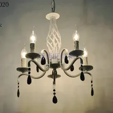 5 головок белый Цвет кованого железа хрустальная люстра с подвесками E14 база подвесной светильник для украшения дома