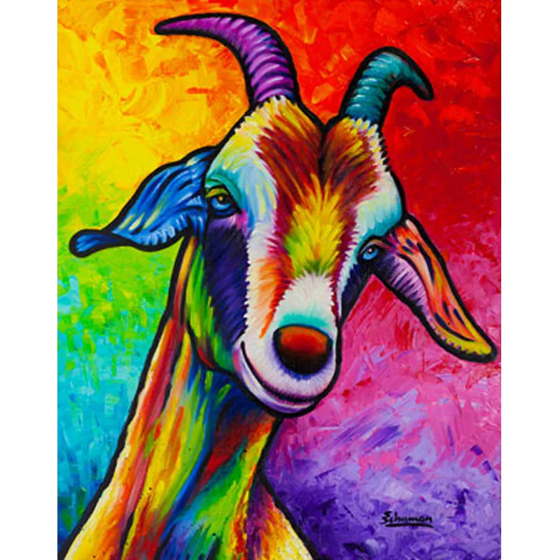 

Diamond Painting Cross Stitch Cartoon Goat 5D Diamond Embroidery Colorful Animals Crystal Square Rhinestones Mosaic Wall Arts