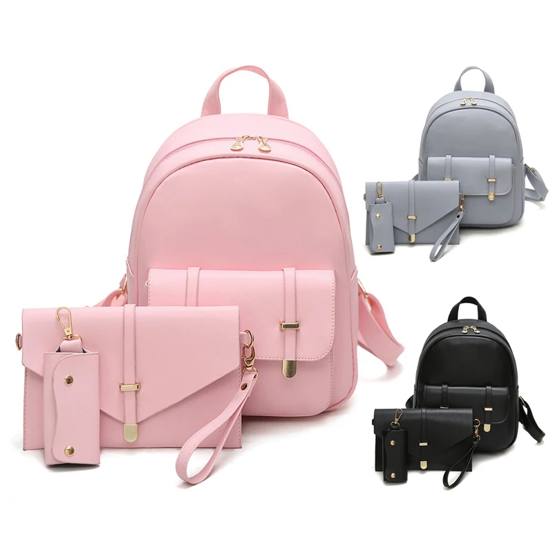 

3pcs/Set Small Women Backpack Set Female 2018 School Bags For Teenage Girls PU Leather Women Backpack Shoulder Bag Purse
