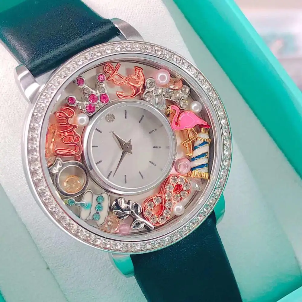 Mesinya женские 40 мм серебряные прозрачные круглые часы с памятью в подарок для пользовательских плавающих шармов