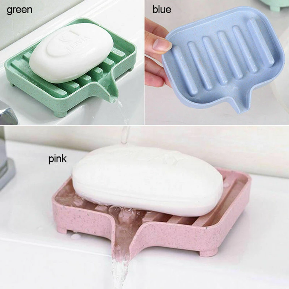 Portable Plastic Soap Tray Unique Holder Dish Storage Bath Shower Plate Home Bathroom Drain Rack Organizer | Дом и сад