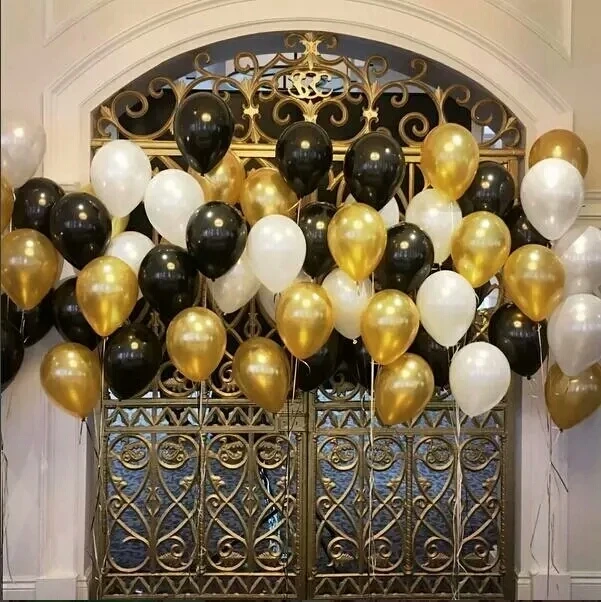 

30pcs/lot 10 inch Gold Black White Latex Helium Balloons Wedding Birthday Baby Shower Party Decor Supplies Kids Toy air globos