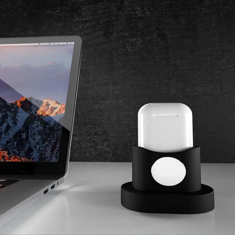 4-in-1 Charging Dock Silicone Charging Holder For iWatch / Airpods With Data Cable Snon-slip Waterproof Scratch-resistant