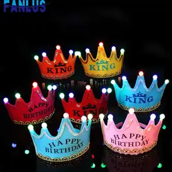 Нетканый тканевый свет день рождения корона шляпа светодио дный светодиодный свет дети взрослые Свадебные украшения Принцесса Корона