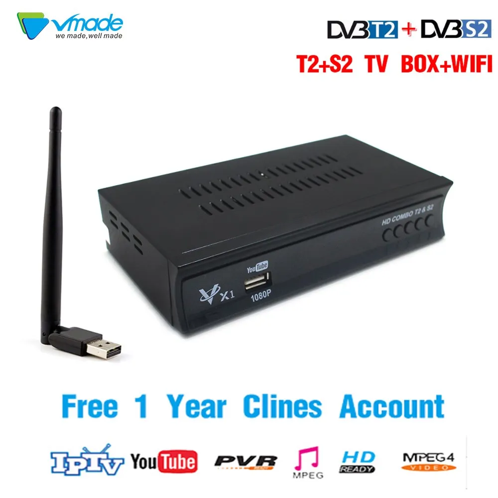 Цифрового наземного спутниковый ресивер DVB-T2 DVB-S2 комбо Цифровое ТВ высокой четкости тюнер рецепторов с USB WI-FI Cccam для 1 год Испания