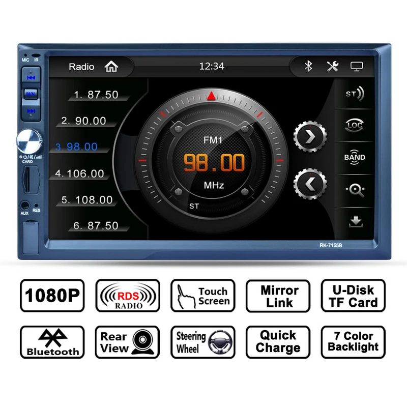 

Touch Screen Mp5 Player 7 " With Bluetooth Rds Mirror Link Radio Stereo Support U Risk Aux And