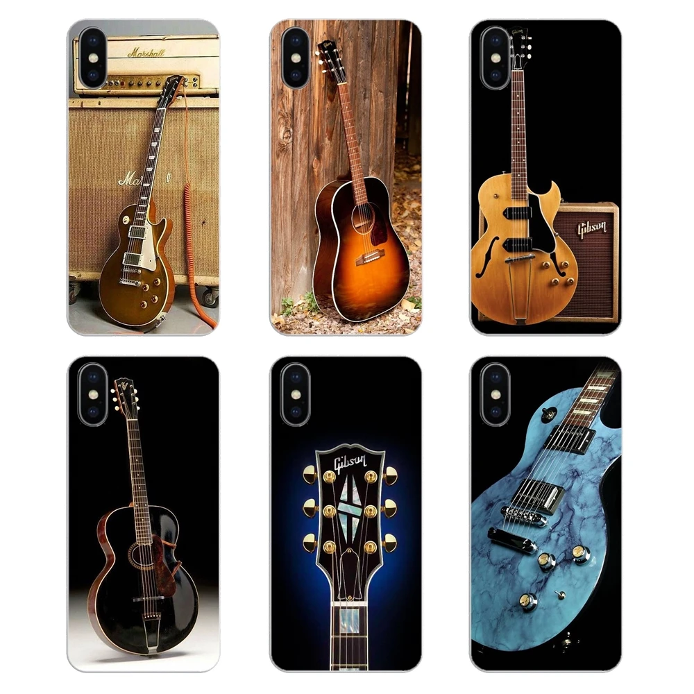 

Soft TPU Phone Cover For Apple iPhone 4 4S 5 5S 5C SE 6 6S 7 8 X XR XS Plus MAX Musical instruments Gibson Guitar Music Acoustic