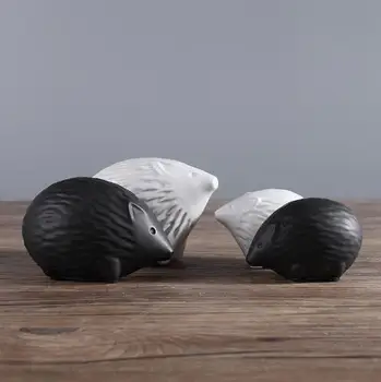 

white ceramic concise hedgehog home decor crafts room decoration handicraft porcelain animal figurines wedding decorations