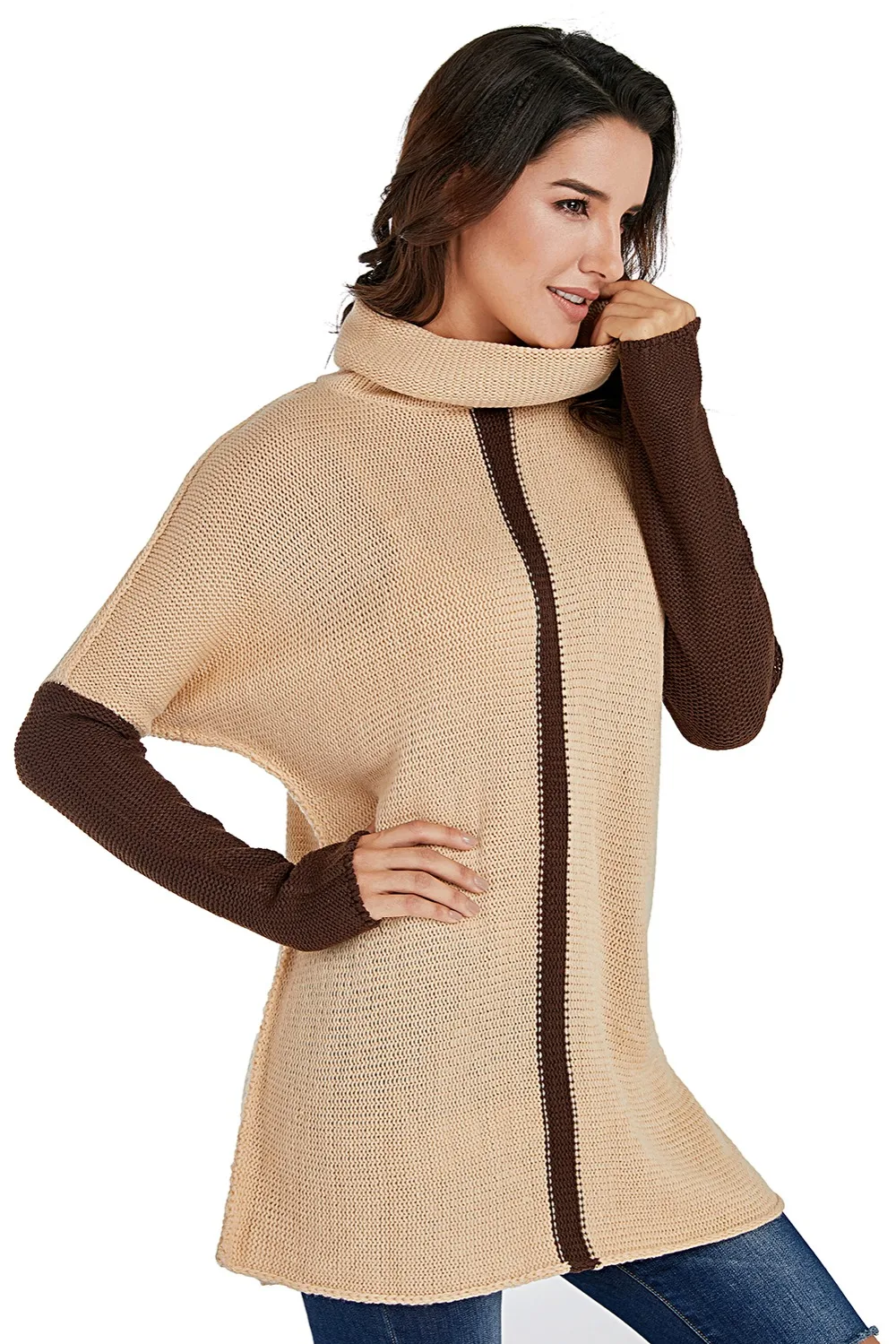 Brown-Apricot-Individual-Cowl-Neck-Pullover-Sweater-LC27974-17-3