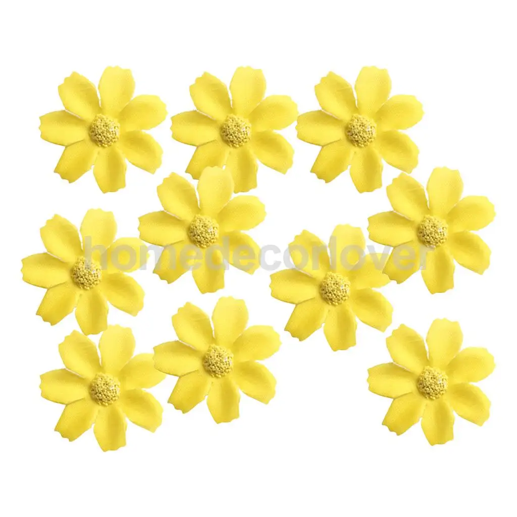 50pcs 4cm Silk Flower Daisies Flower Heads for Wedding/Car/Spring/Home/Garden Decoration Wreath DIY Floral Arts and Crafts