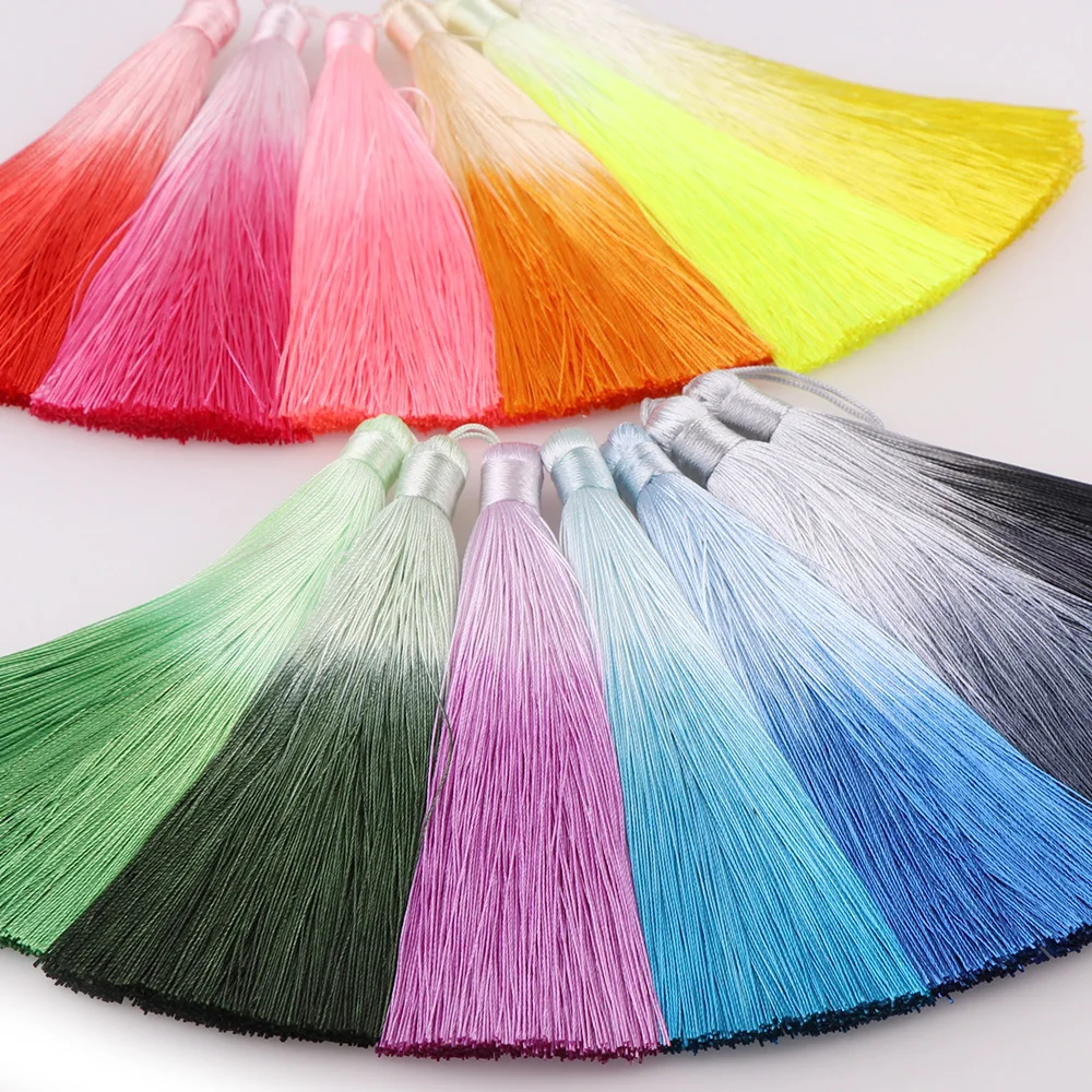 

2Pcs 13cm Gradient Tassel Polyester Line Fringe For Purl Macrame DIY Jewelry Key Chain Cellphone Straps Earring Necklace Pendant