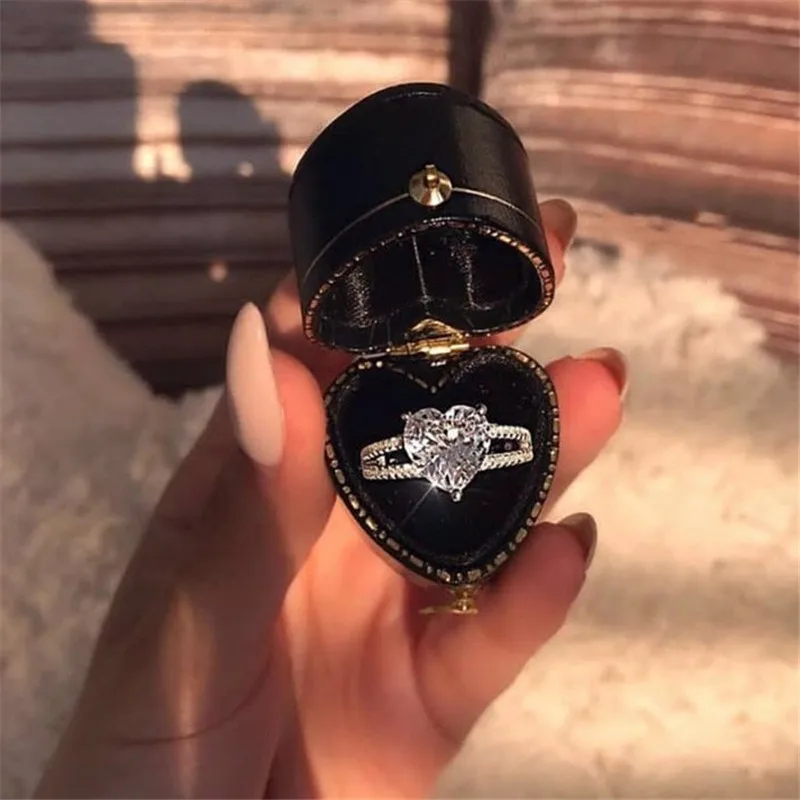 

Heart Crown Statement Promise ring 925 Sterling silver AAAAA Cz Stone Party Wedding Band Rings for women Men Engagement Jewelry