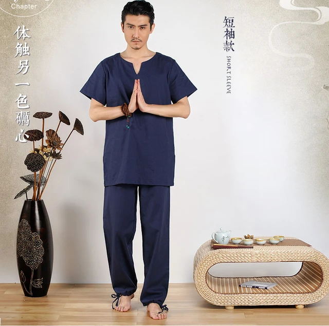 Traje de de algodón para hombre, trajes de meditación de Yoga, trajes de