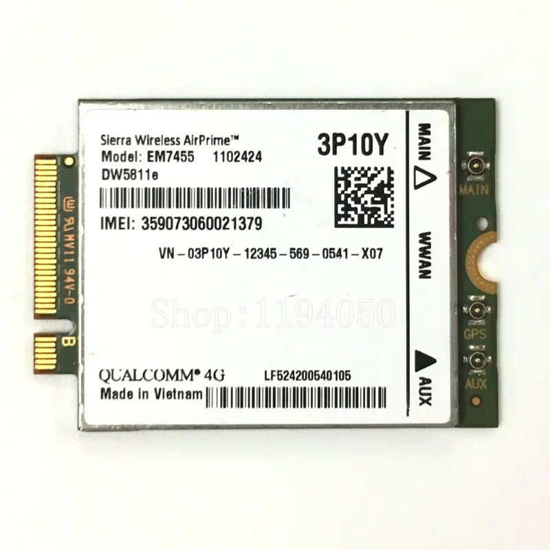 Беспроводной модуль EM7455 LTE 4G NGFF DW5811E 3P10Y 300 M para E7270 E7470 E7370 E5570 Sem Fio FDD/TDD Cat6 Gobi6000 + ANTEN|lte