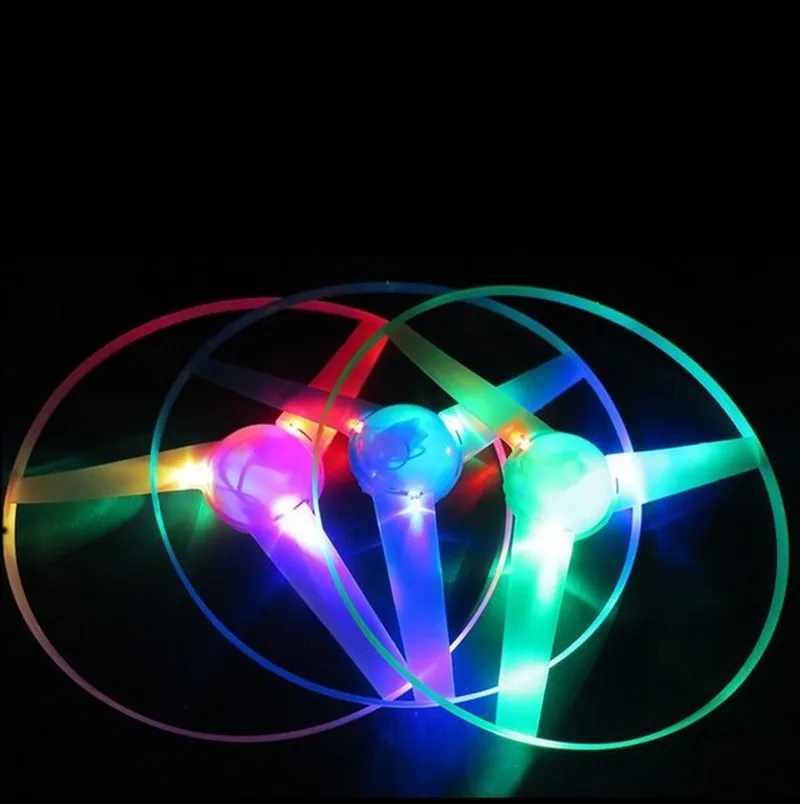 

Funny Spinning Flyer Luminous Flying UFO LED Light Handle Flash Flying Toys for Kids Outdoor Game Children's Night Toy Gift