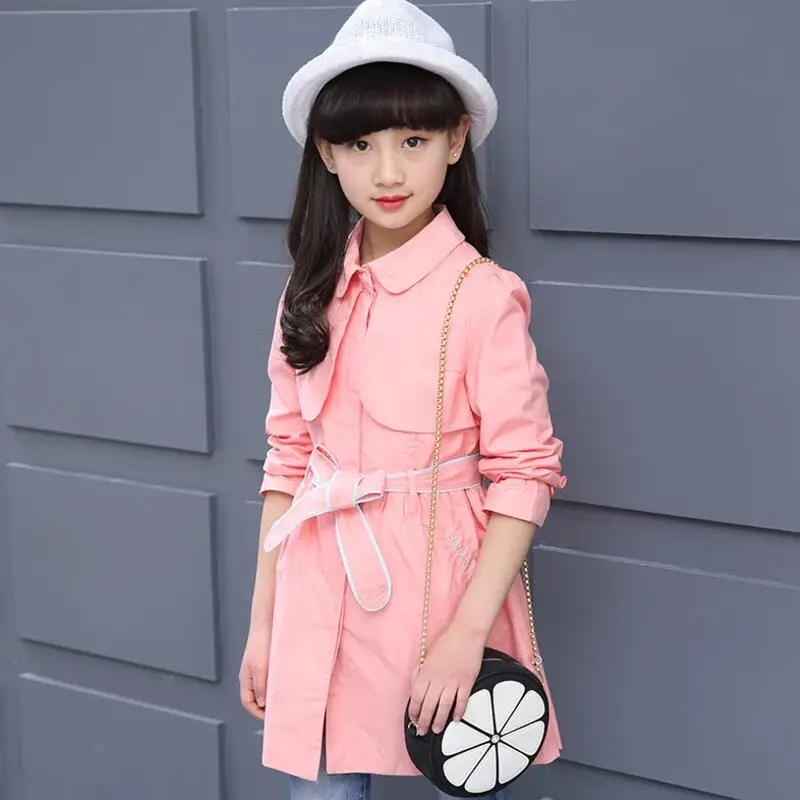 Fashion 2017 New Autumn Girls Trench Coat Children Clothing