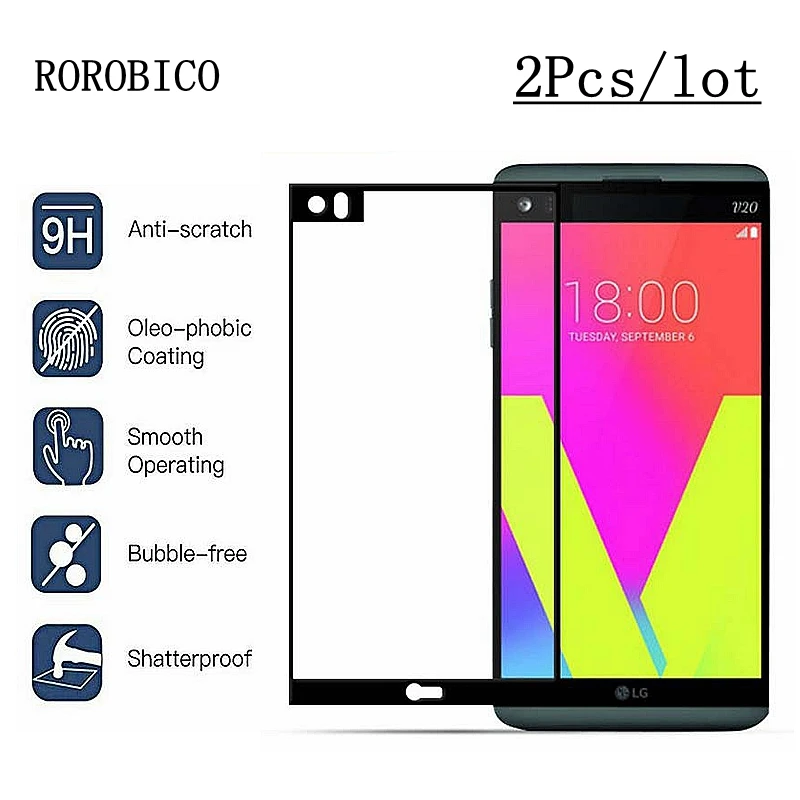 

2Pcs/lot Full Coverage Tempered Glass For LG V20 Dual H990DS H990N 4G Screen Protector For LG V20 Film Case Black