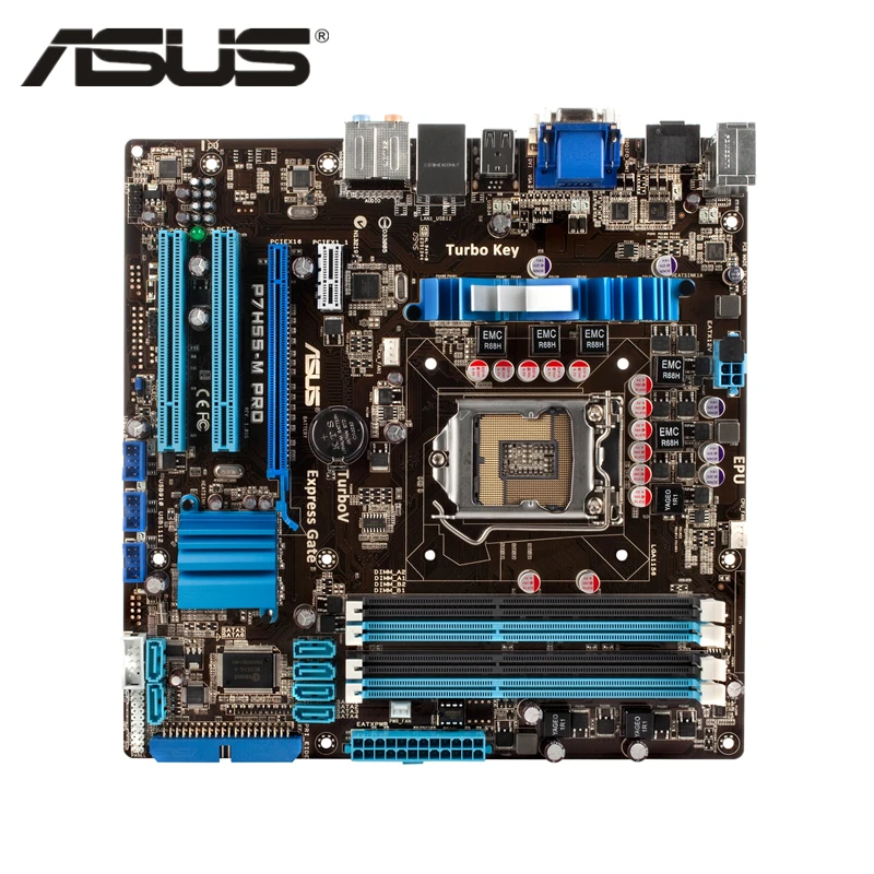 Оригинальная материнская плата ASUS P7H55 M Pro LGA 1156 uATX DDR3 HDMI DVI VGA USB2.0 16 Гб H55 десктопная
