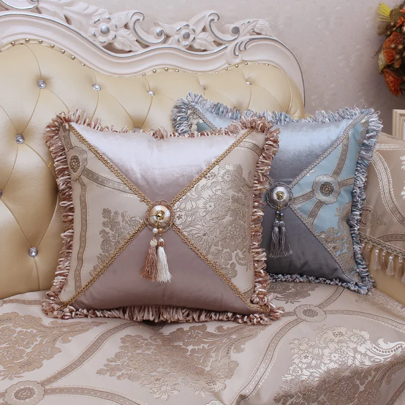 

European Style Jacquard Elegant Floral Decorative Cushion for Sofa / Classic Throw Pillow New House Gifts 45*45cm