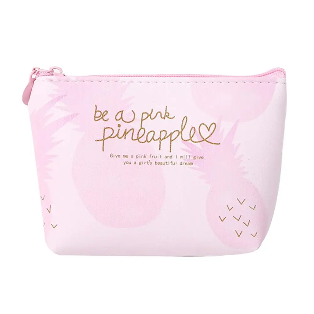 

SANWOOD Lovely Pink Pineapple Leather Women Coin Purse Mini Wallet Zipper Bag small coin pouch christmas bag paris girl FASHION