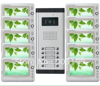 

TOP QUALITY - 7"color video door phone/doorphone /intercom system 1 to 10 + Free Shipping