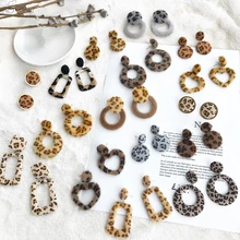 AOMU новые трендовые осенние бархатные леопардовые серьги-гвоздики с золотым металлическим геометрическим круглым квадратным сердечком для женщин ювелирные изделия