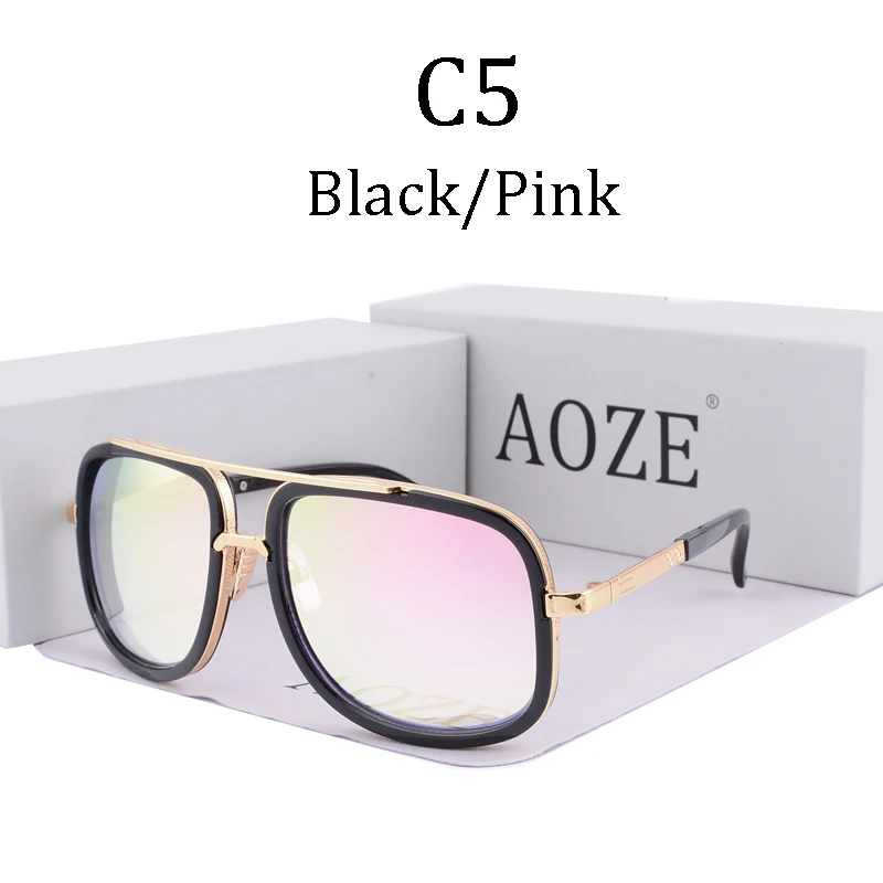 AOZE негабаритных ретро бренд стимпанк Солнцезащитные очки UV400 для мужчин женщин розовые зеркальные солнцезащитные очки анти UVA очки D1828