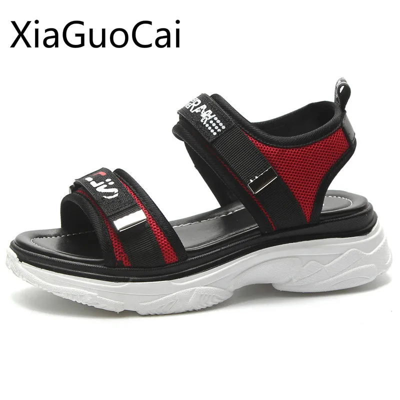 

Women Platform Sandals Red Platform Students Summer Female Sandals 2019 New England Style Casual Platform Sandals