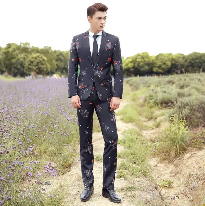 Mariage Groom Wedding Suits For Men Blazer Boys Prom Fashion Mariage Groom Wedding Suits For Men Blazer Boys Prom Fashion Slim Masculino Black Print Suit Mens Latest Coat Pant Designs In From S