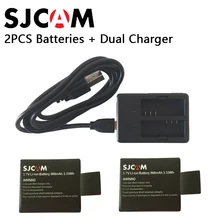 2PCS SJ4000 Battery Rechargable Battery + Dual Charger For SJCAM SJ4000 SJ5000 SJ5000X WIFI pLUS sport Action Camera Accessories