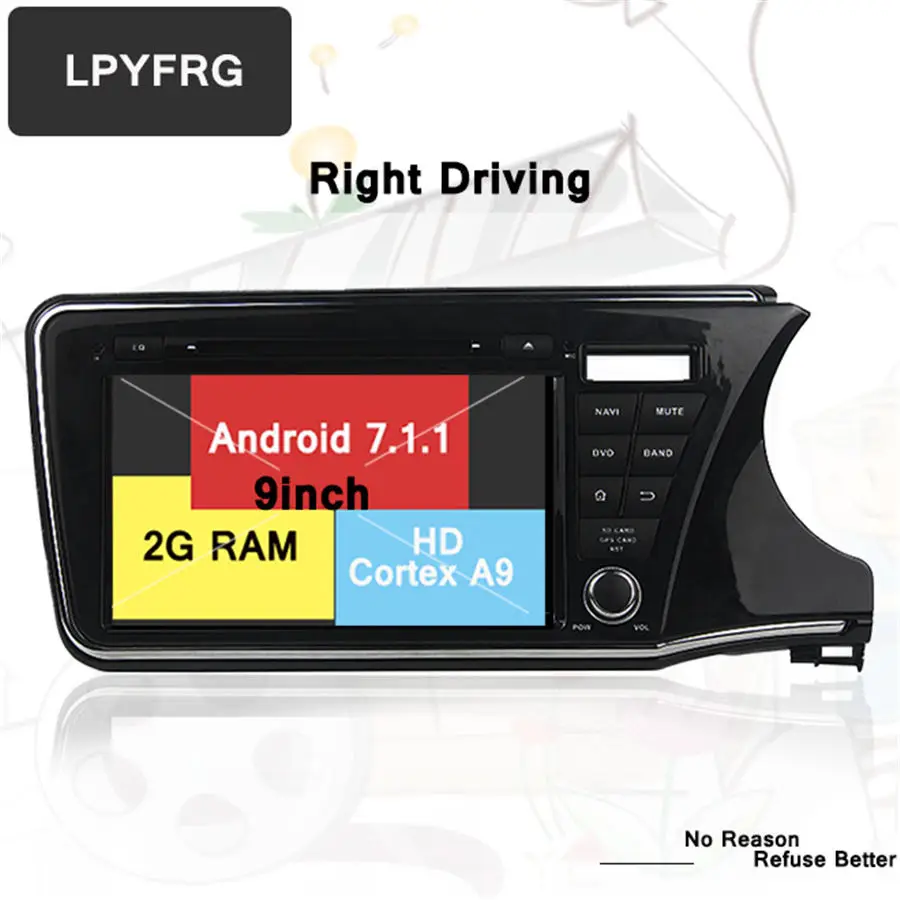 Flash Deal 2GB RAM 9 inch 2 din Android 7.1 Car Radio DVD player GPS For Honda City 2014 2015-17 Multimedia Navigation Head Device With DAB 0