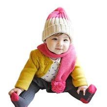 Шарф с двойным шаром, Детские Зимние теплые шарфы с воротником для маленьких мальчиков и девочек, вязаный шарф с воротником для детей от 2 до 6 лет, DOD886