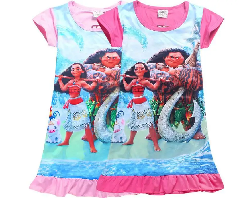 

2018 Summer Moana Dresses for Girls Princess Birthday Party Dress children cartoon trolls Costume Kids Clothes Vestido vaiana