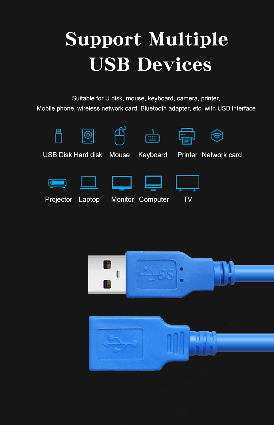 USB 3,0 кабель-удлинитель высокоскоростная линия передачи данных для Smart tv PS4 ноутбук Xbox компьютерный УДЛИНИТЕЛЬ шнур данных 1 м 1,5 м 3 м