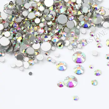 

Glitter Rhinestones AB Mix 8 Size Glass1440pcs/Pack Non Hotfix Flatback Nail Rhinestones For Fabric Garment Rhinestone Nail Art
