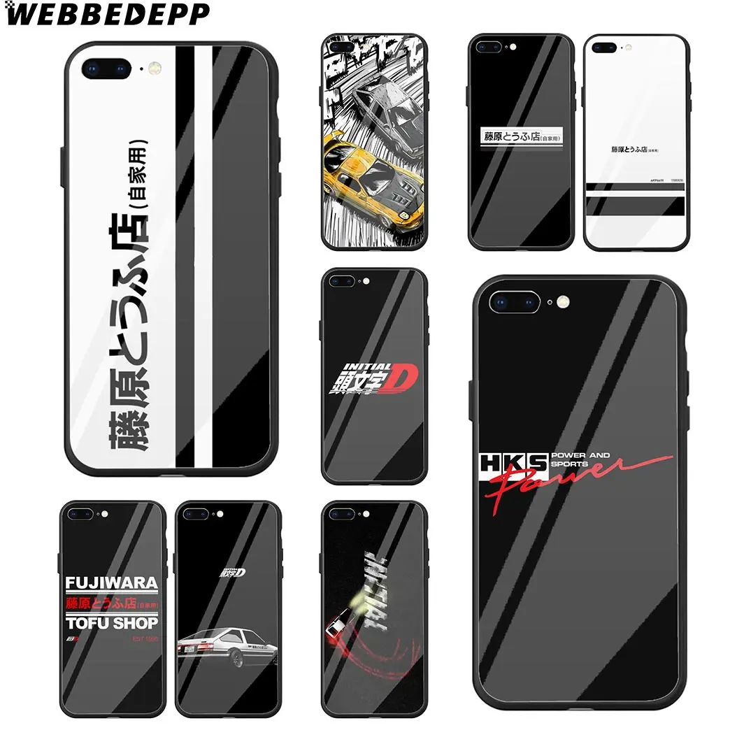 WEBBEDEPP INITIAL D AE86 Tempered Glass Phone Case for Apple iPhone Xr Xs Max X or 10 8 7 6 6S Plus 5 5S SE 7Plus |