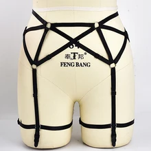 Женский готический панк подвязки черный эластичный лямочный пояс Связывание пояс сексуальные бедра подвязки, фетиш одежда с высокой талией пояс для подтяжек