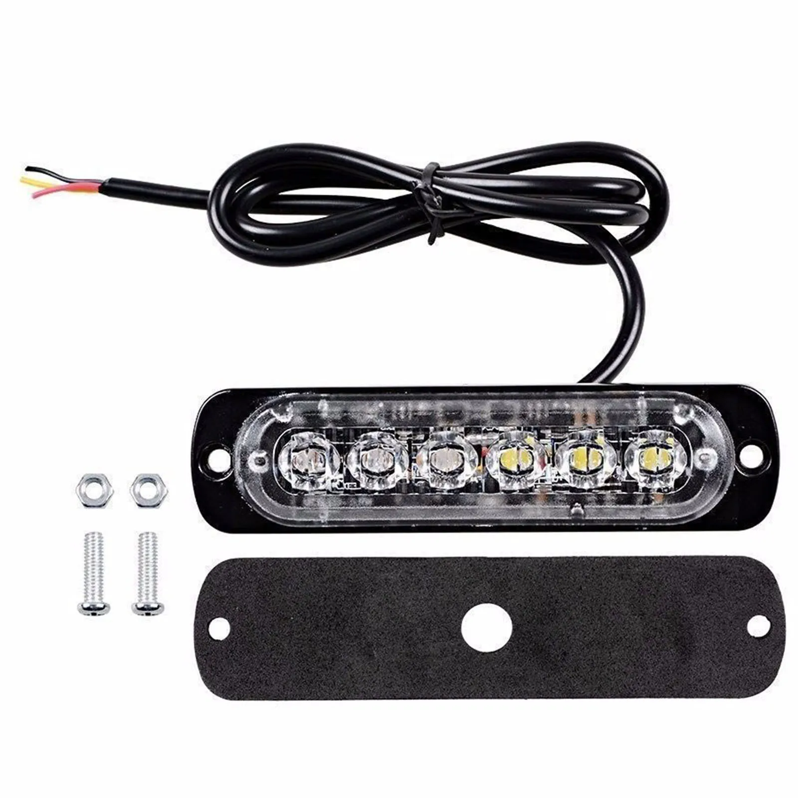 4pcs/set Car 6LED Strobe Flash Light Emergency Hazard Warning Lamp Bar Amber+White