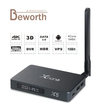 1xnano X5 Android 6.0 TV Box Realtek RTD1295 ARM-T820 DDR4 2 GB 16 GB SATA USB 3.0 5DB Externa Atenna 2.4/5.8G Dual WiFi 1000 M