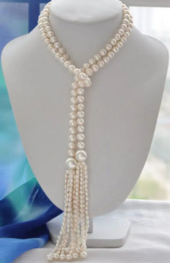 

FREE SHIPPINGNew Style 8.5-9mm white freshwater pearl necklace 52 ''