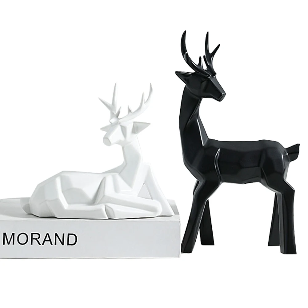 

2 Pcs Porcelain Decoration Lovers Deer Ceramic Crafts Home Ornaments Gifts HG99